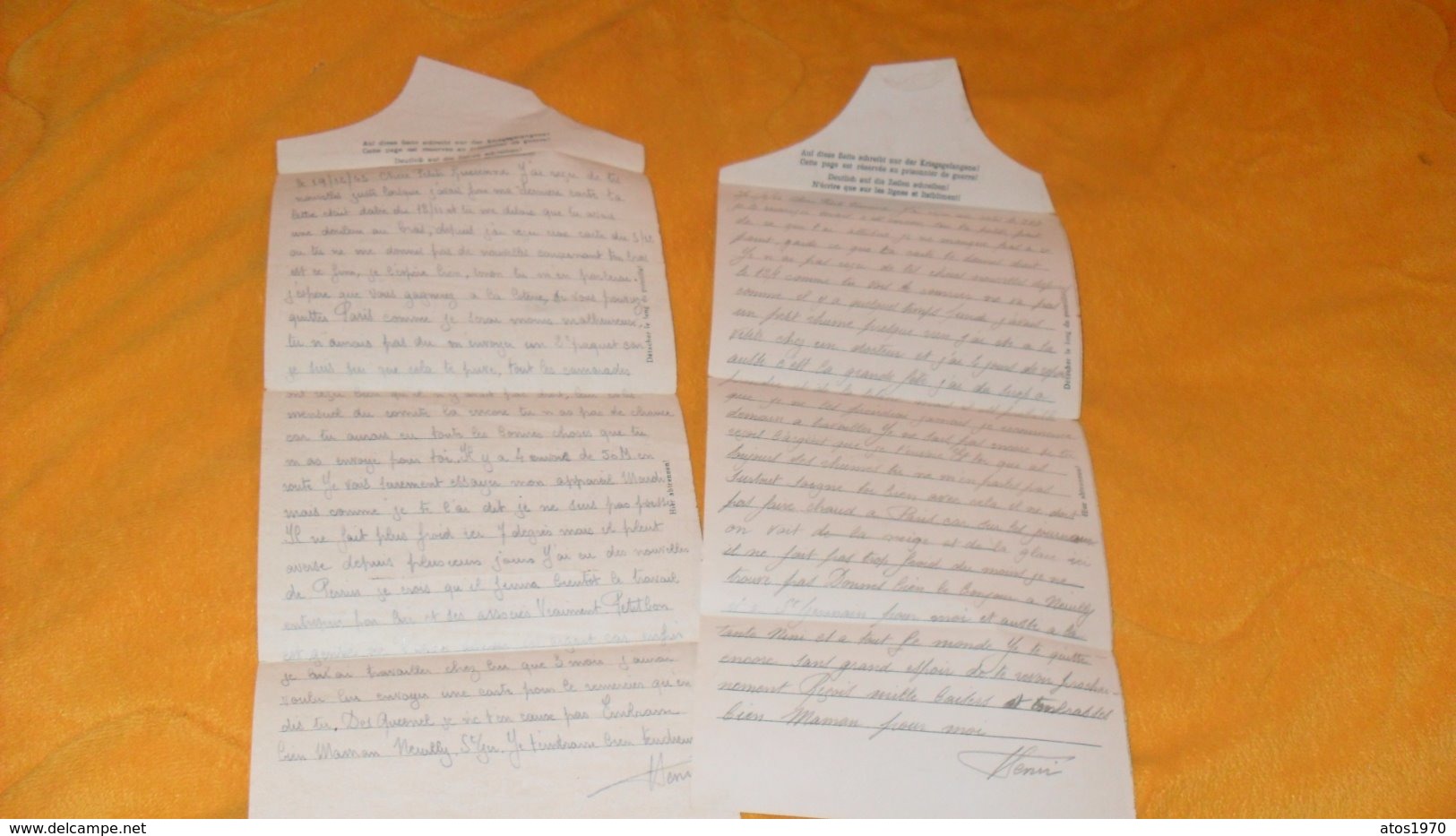 LOT DE 2 LETTRES ANCIENNES DE 1942..KRIEGSGEFANGENENPOST / CORRESPONDANCE DES PRISONNIERS DE GUERRE..CACHETS POUR PARIS. - Guerre De 1939-45