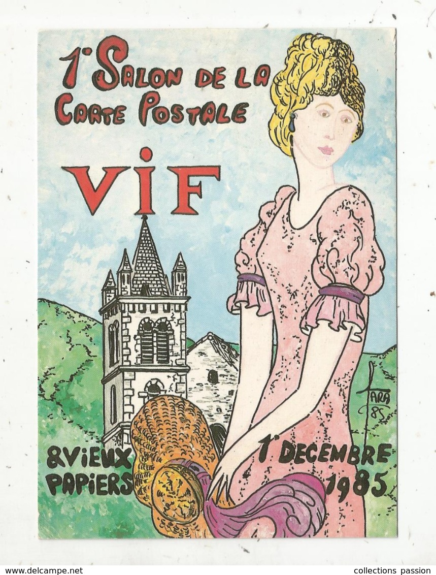 Cp, Bourses & Salons De Collections, 1 Er Salon  De La Carte Postale,1985 , VIF,Isére, Illustrateur Robert Faverboz - Beursen Voor Verzamellars