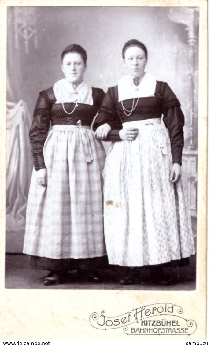 Porträt 2 Frauen In Tracht - Kabinettfoto Von Josef Herold Kitzbühel Ca 1895-1900 - Fotografie