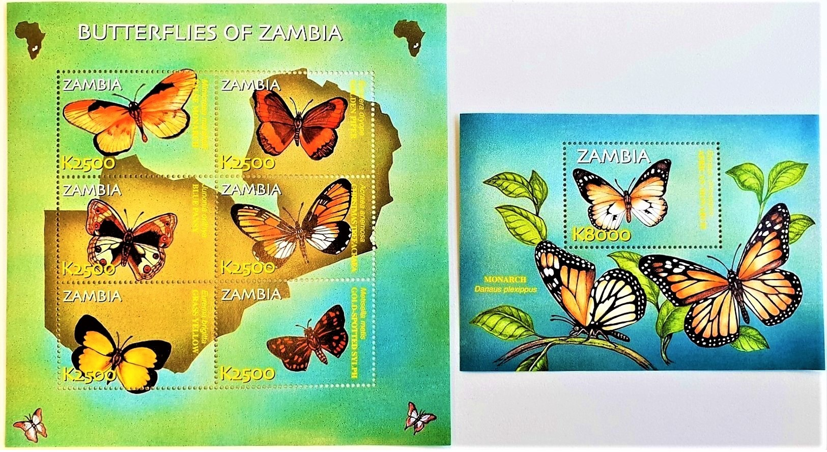 # Zambia 2002**Mi.1424-30 Native Butterflies , MNH [25;106] - Schmetterlinge