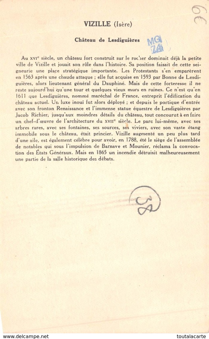CPA 38 VIZILLE CHATEAU DE LESDIGUIERES - Vizille
