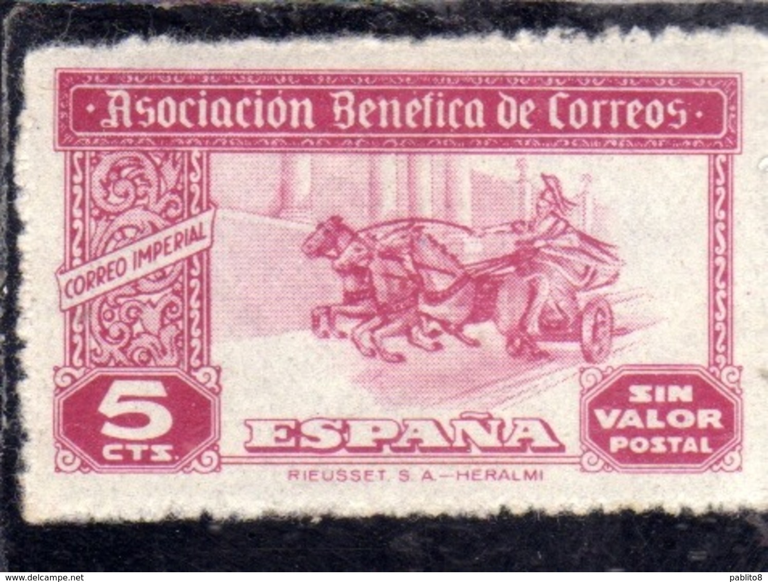 SPAIN ESPAÑA SPAGNA 1945 Viñeta Local ASSOCIACION BENEFICA DE CORREOS CTS. 5c MNH - Vignette Della Guerra Civile