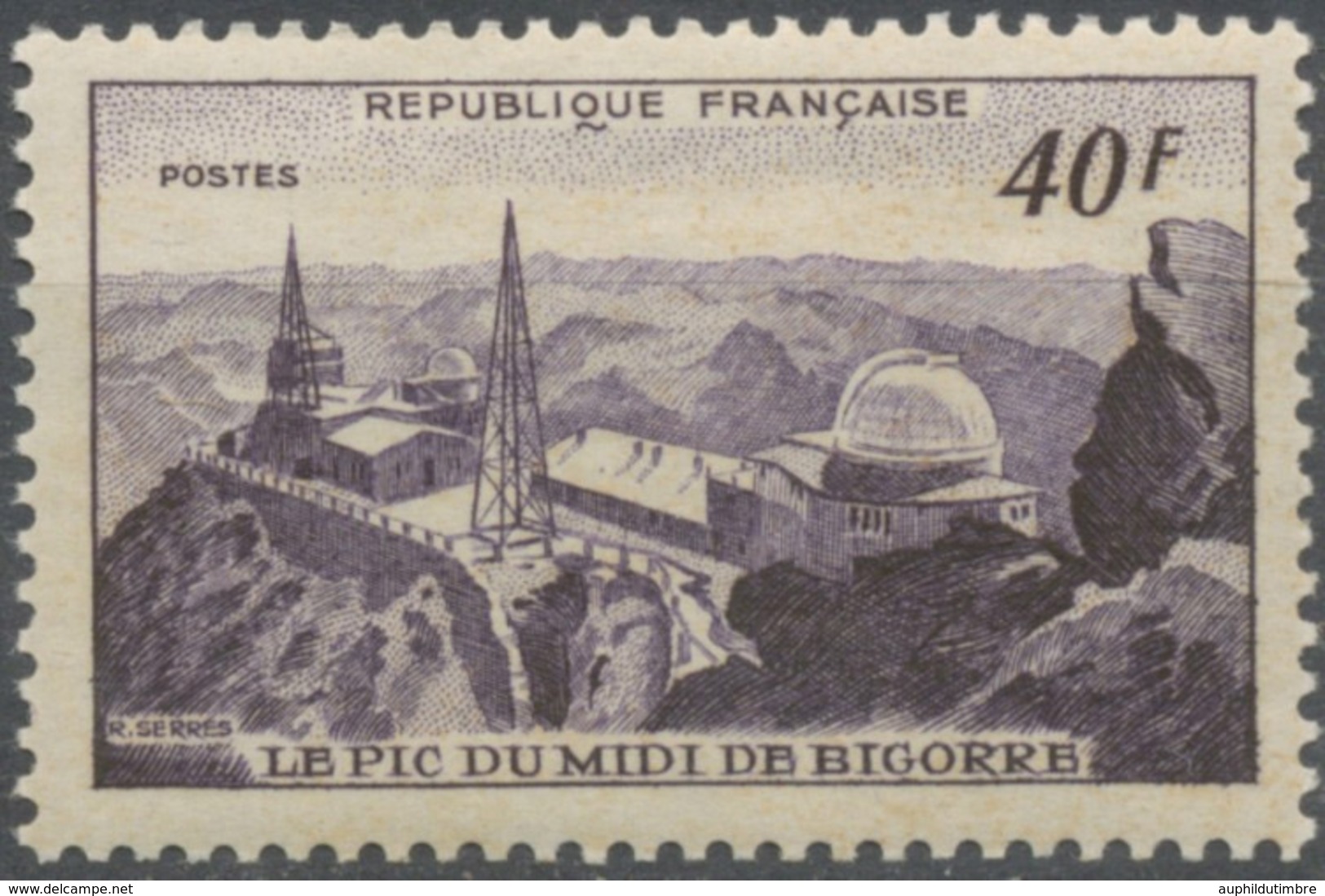 Monuments Et Sites. Pic Du Midi De Bigorre Et Observatoire. 40f. Violet Foncé. Neuf Luxe ** Y916 - Neufs