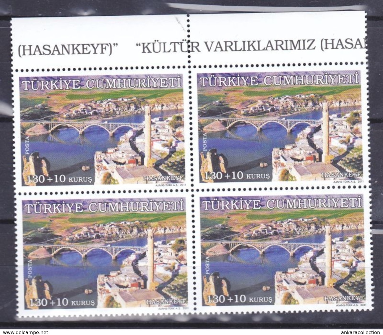 AC - TURKEY STAMP  -  OUR CULTURAL ASSETS - HASANKEYF BLOCK OF FOUR MNH 21 SEPTEMBER 2011 - Unused Stamps