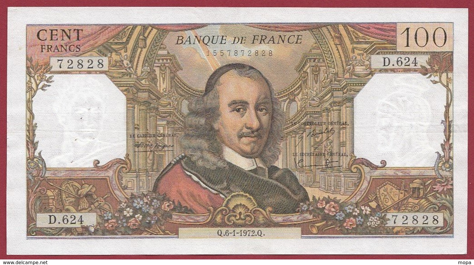 100 Francs "Corneille" Du 06/01/1972.Q ---F/TTB+---ALPH D.624 - 100 F 1964-1979 ''Corneille''