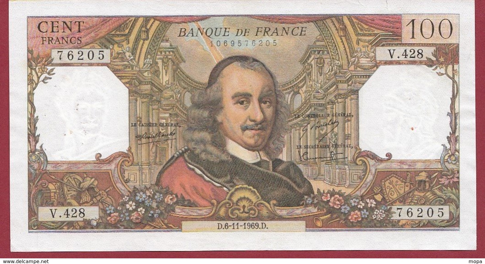 100 Francs "Corneille" Du 06/11/1969.D ---F/TTB+---ALPH V.428 - 100 F 1964-1979 ''Corneille''