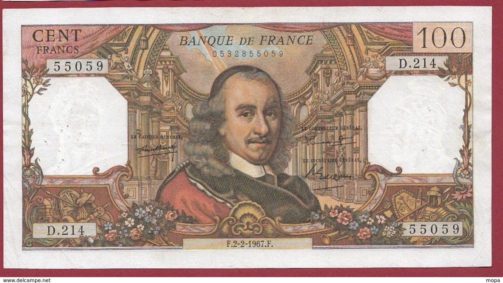 100 Francs "Corneille" Du 02/02/1967.F ---F/TTB+---ALPH D.214 - 100 F 1964-1979 ''Corneille''