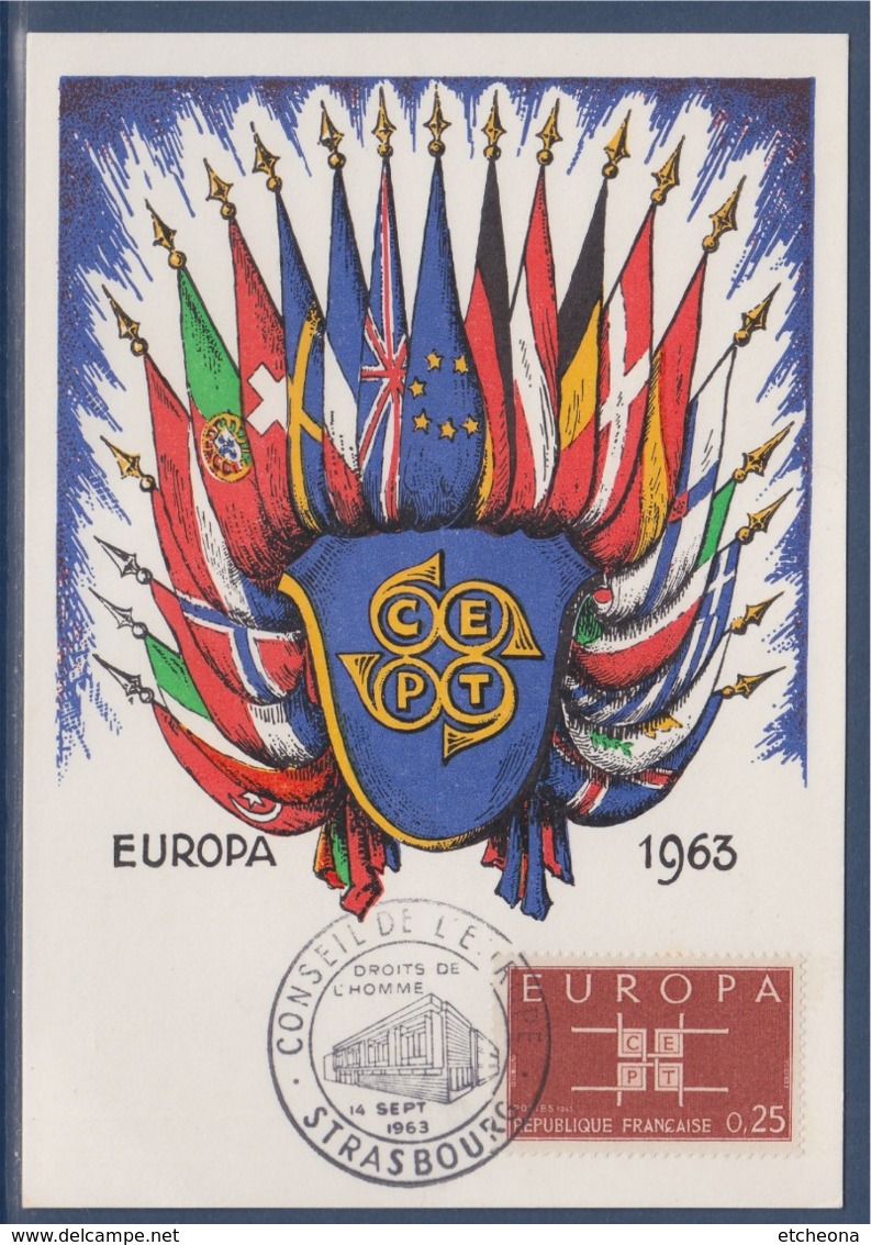 = Conseil De L'Europe Europa Droits De L'Homme CEPT Strasbourg 14.9.1963 N°1396 Carte Postale - 1963