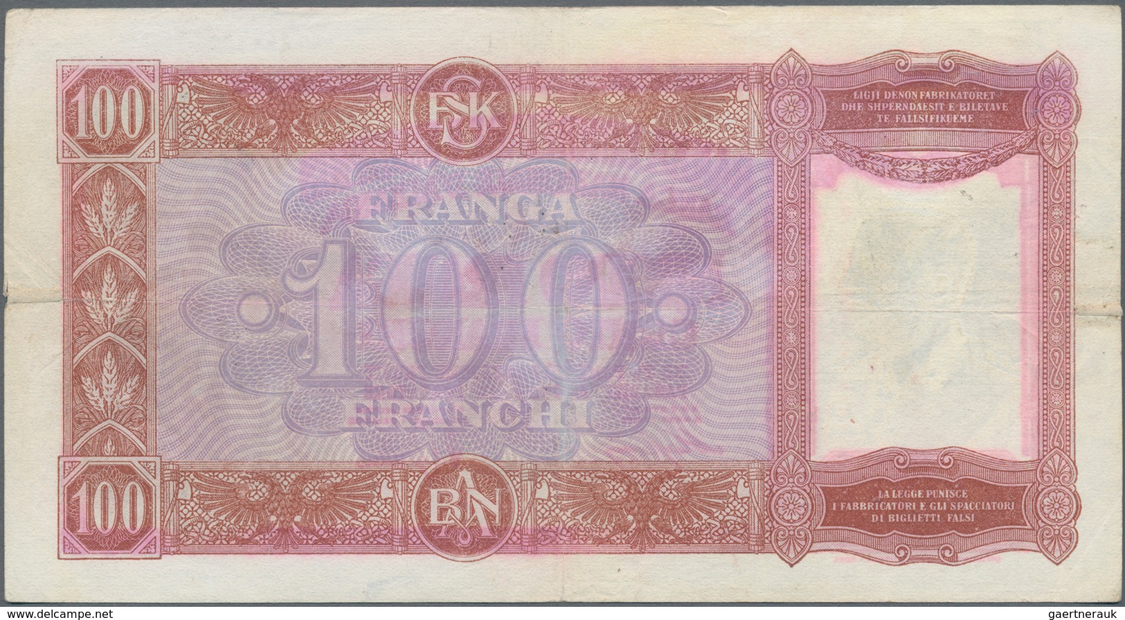 Albania / Albanien: 20 Franka Ari, 20 And 100 Franga Overprint Issue ND(1945), P.12b, 13, 14 In F To - Albanie
