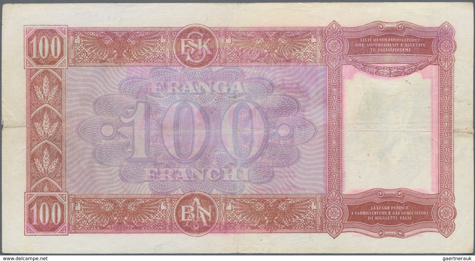 Albania / Albanien: 20 Franka Ari, 20 And 100 Franga Overprint Issue ND(1945), P.12b, 13, 14 In F To - Albanien