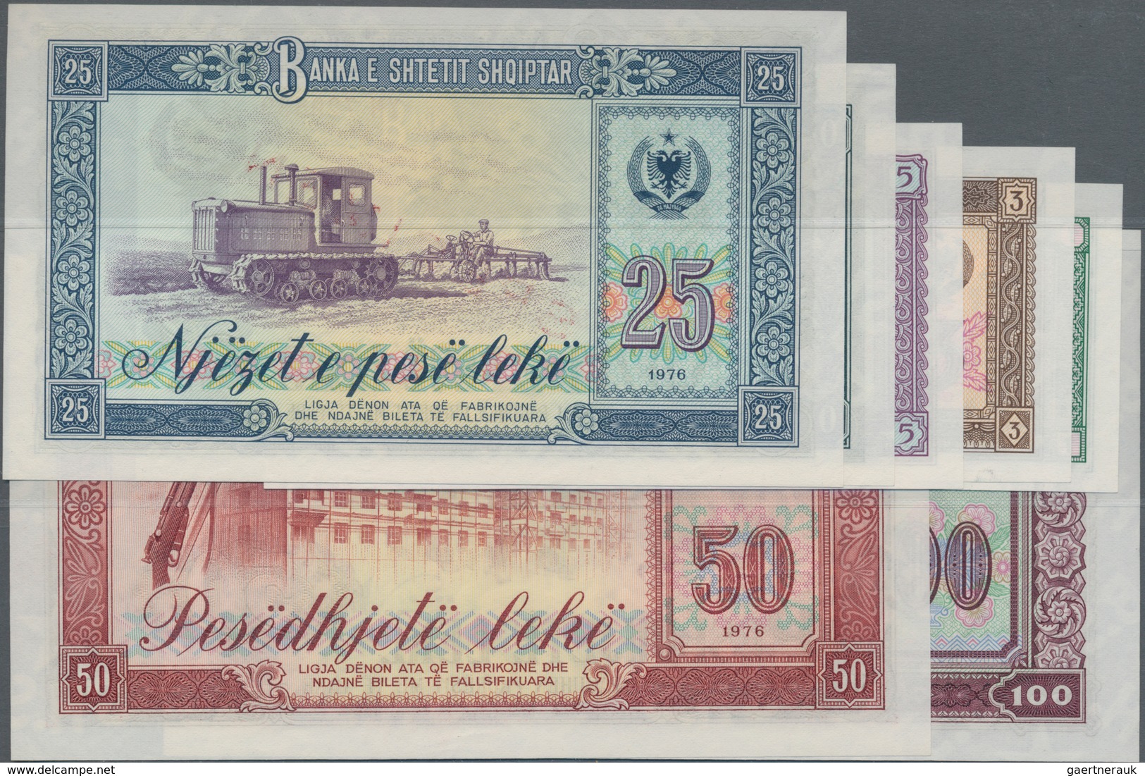 Albania / Albanien: Specimen Set With 1, 3, 5, 10, 25, 50 And 100 Leke 1976, P.40s-46s, All In UNC C - Albanien