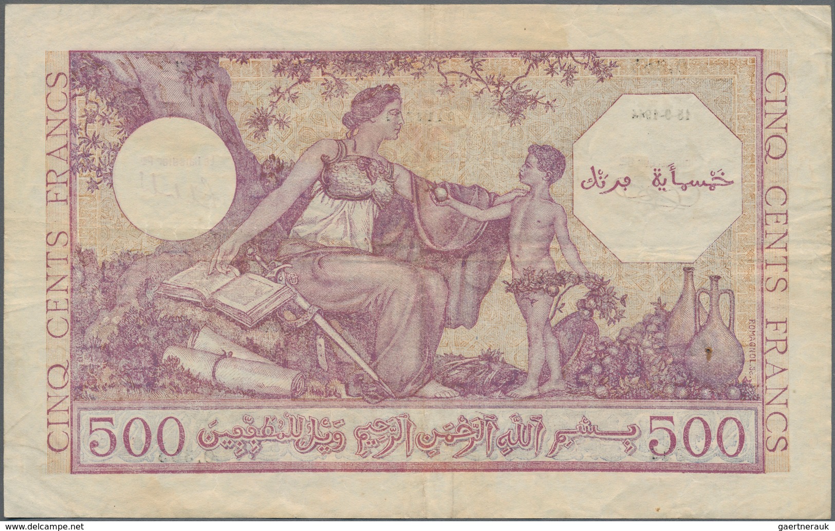 Algeria / Algerien: 500 Francs 1944, P.95, Some Folds And Tiny Pinholes At Left, Condition: F+/VF - Algérie