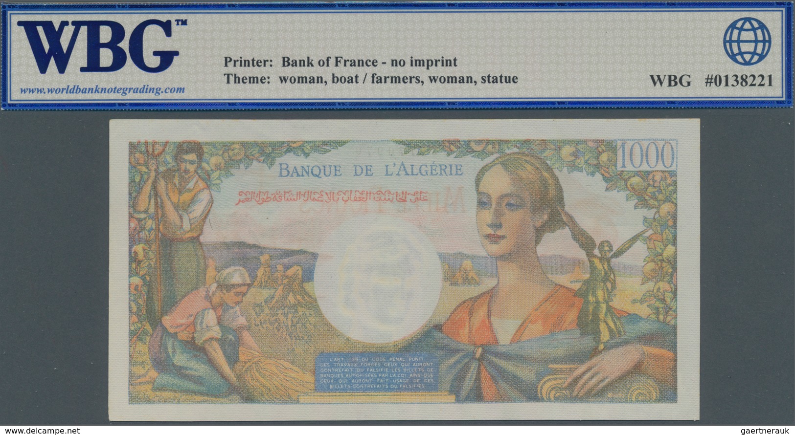 Algeria / Algerien: Banque De L'Algérie 1000 Francs 1945, P.96, Highly Rare Banknote In Excellent Co - Algerien