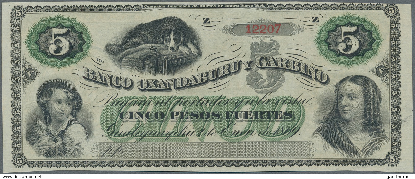 Argentina / Argentinien: BANCO OXANDABURU Y GARBINO Pair With 5 Pesos Fuertes 1869 Remainder P.S1783 - Argentinië