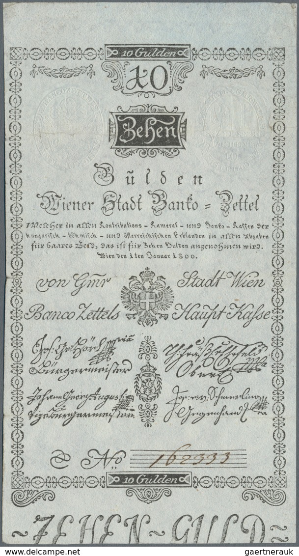 Austria / Österreich: Wiener Stadt Banko-Zettel 10 Gulden 1800, P.A32, Great Original Shape And Stro - Oesterreich