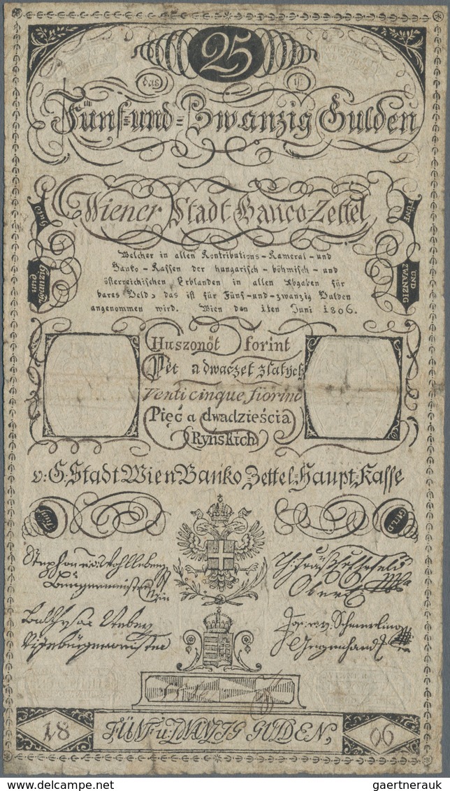 Austria / Österreich: Wiener Stadt-Banco-Zettel 25 Gulden 1806, P.A40, Still Nice Without Larger Dam - Oesterreich