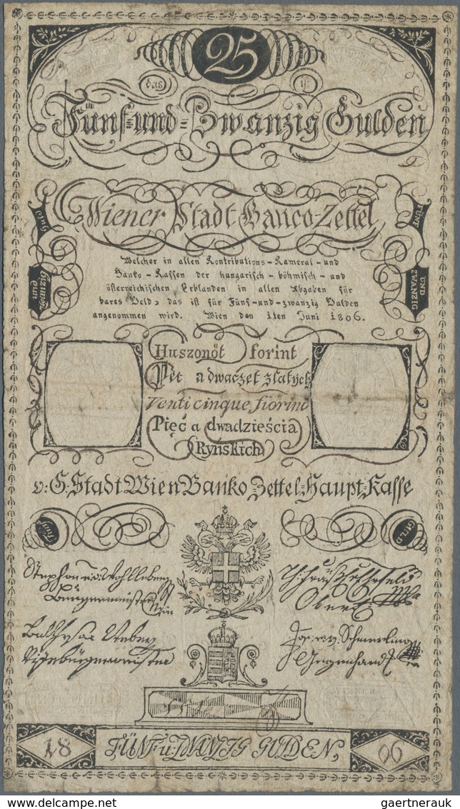 Austria / Österreich: Wiener Stadt-Banco-Zettel 25 Gulden 1806, P.A40, Still Nice Without Larger Dam - Oostenrijk