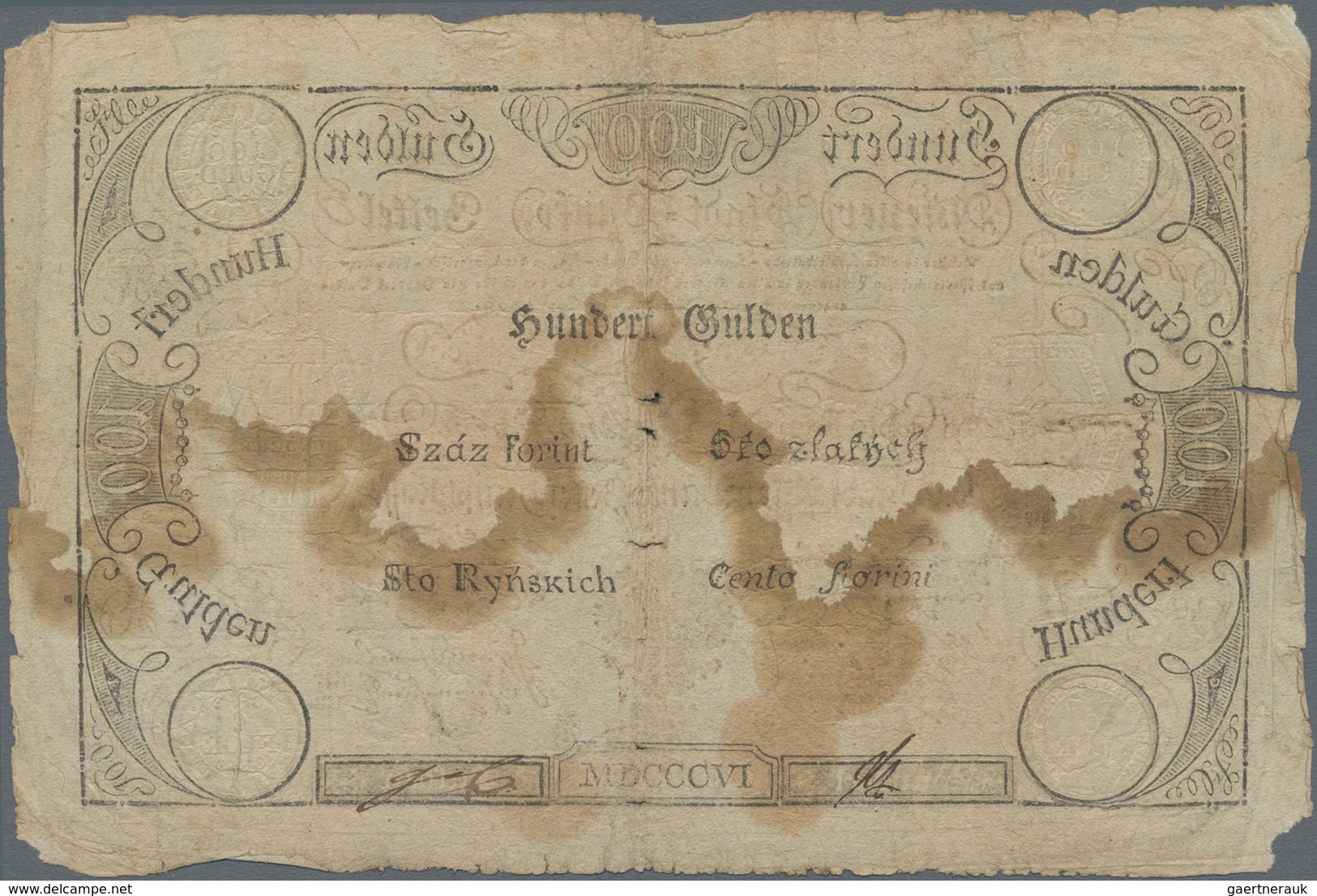 Austria / Österreich: Wiener Stadt Banko-Zettel 100 Gulden 1806, P.A42, Still Intact, Some Border Te - Oostenrijk