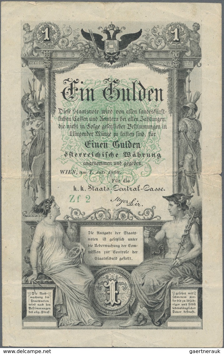 Austria / Österreich: K.u.K. Staats-Central-Casse 1 Gulden 1866, P.A150, Still Nice With Small Borde - Oostenrijk