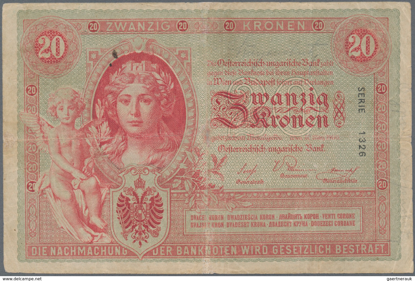 Austria / Österreich: 20 Kronen 1900, P.5, Very Popular And Rare Note In Nice Condition, Toned Paper - Austria