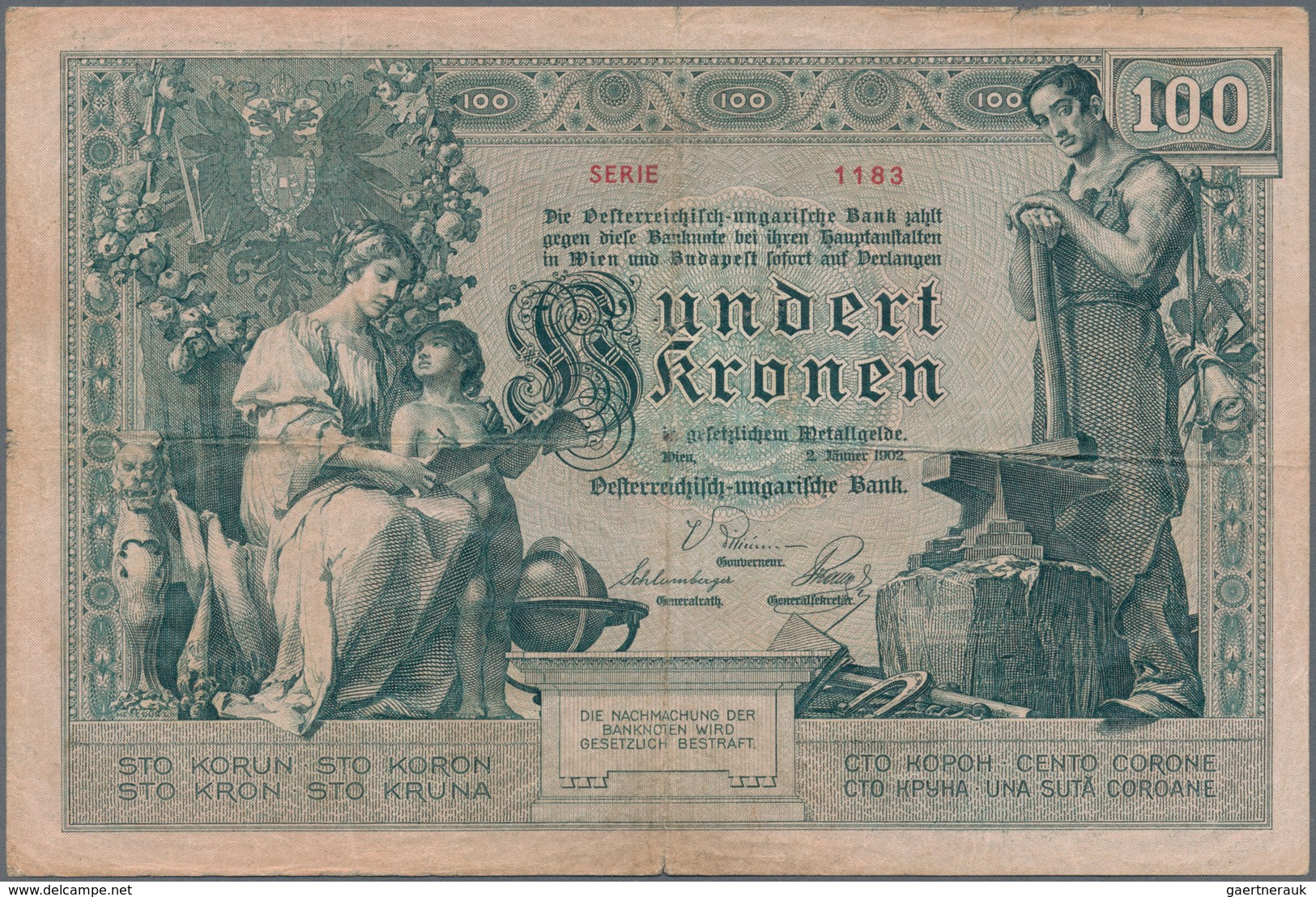 Austria / Österreich: 100 Gulden 1900, P.6, Small Border Tears, Tiny Holes At Center, Condition: F - Oesterreich