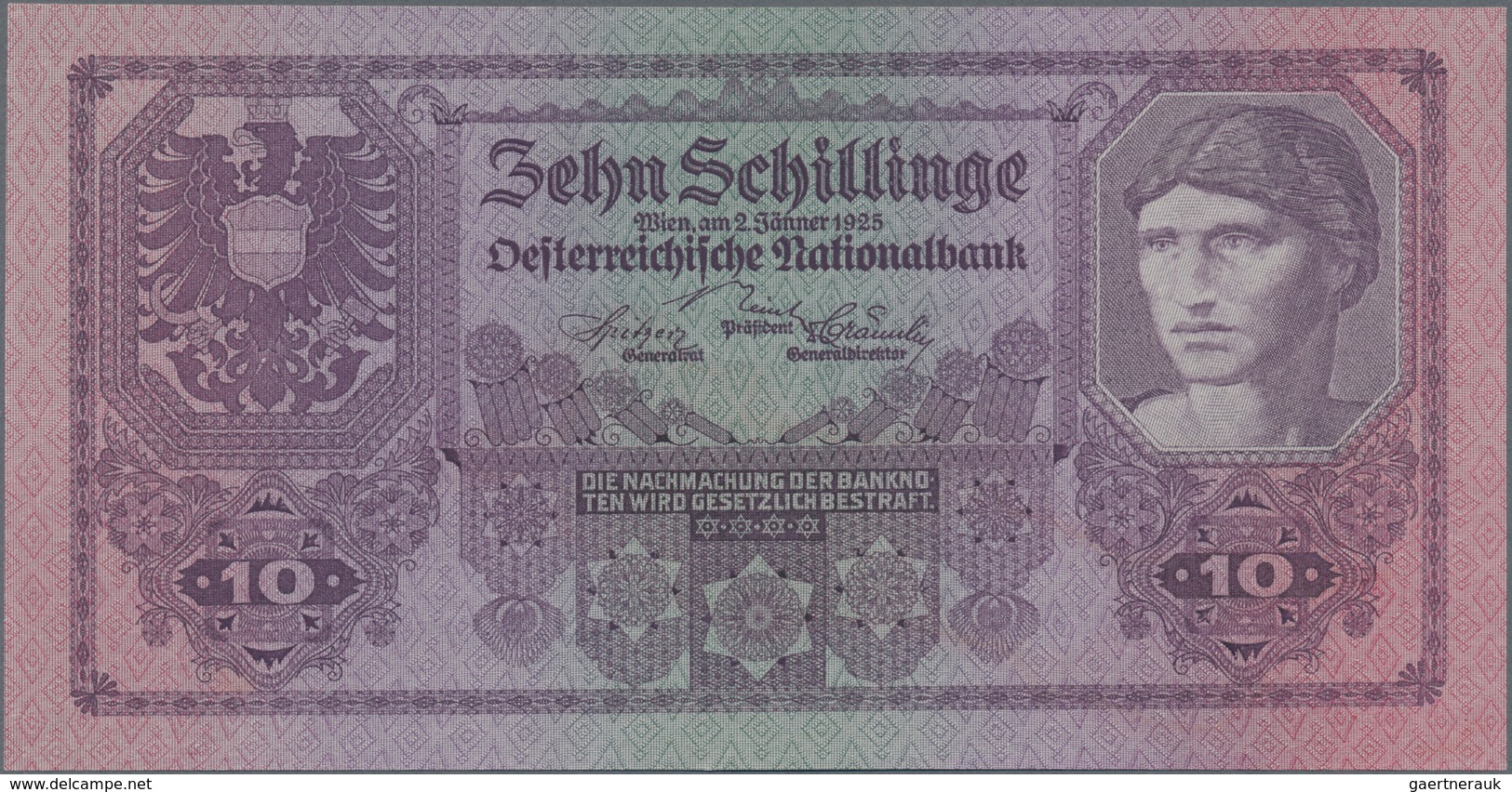 Austria / Österreich: 10 Schilling 1925, P.89 In Perfect UNC Condition. Highly Rare! - Oostenrijk