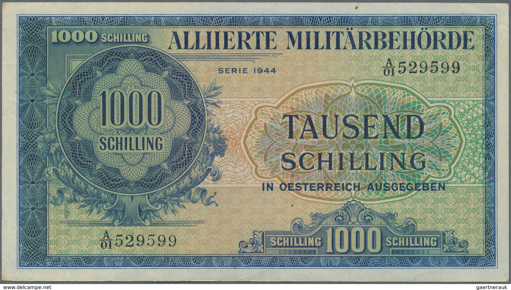 Austria / Österreich: 1000 Schilling 1944 Allied Occupation WW II, P.111, Almost Perfect Condition W - Oesterreich
