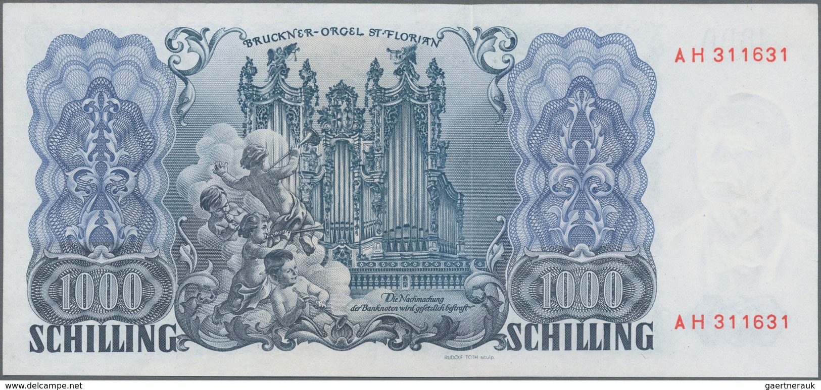 Austria / Österreich: 1000 Schilling 1954, P.135 With Portrait Of Anton Bruckner In Perfect UNC Cond - Oesterreich