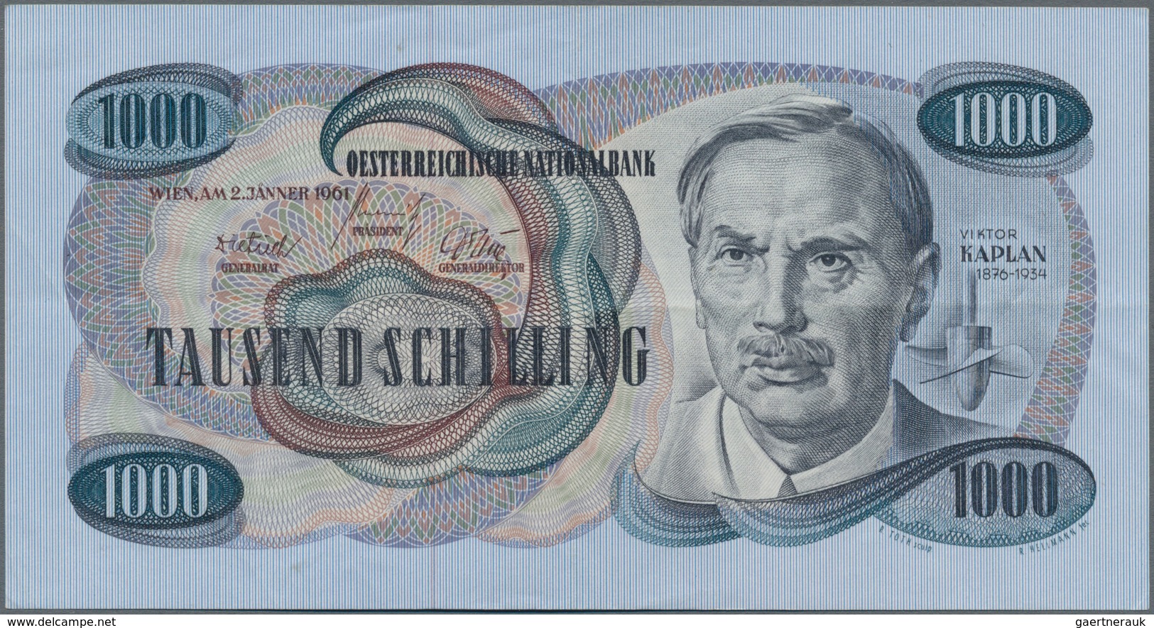 Austria / Österreich: 1000 Schilling 1961, P.141a, Very Nice With Crisp Paper And Just A Few Soft Fo - Oesterreich