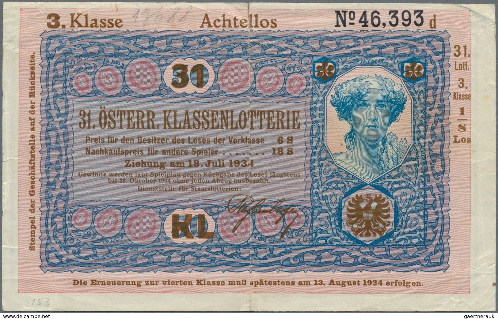 Austria / Österreich: Donaustaat Set With 3 Notes With Lottery Overprint On 50 Schilling 1923 P. S15 - Oesterreich