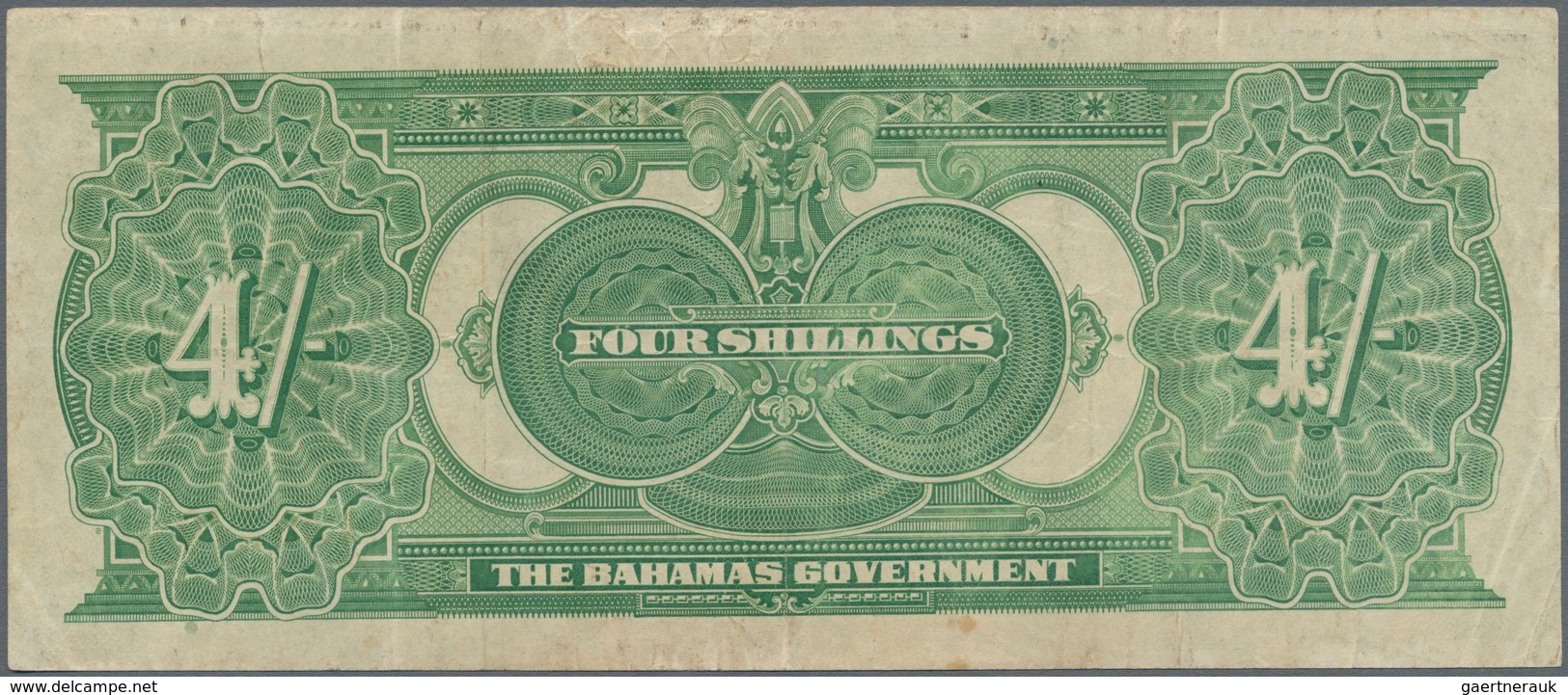 Bahamas: 4 Shillings 1919, P.2, Nice And Original Shape With A Few Folds And Lightly Toned Paper. Co - Bahamas