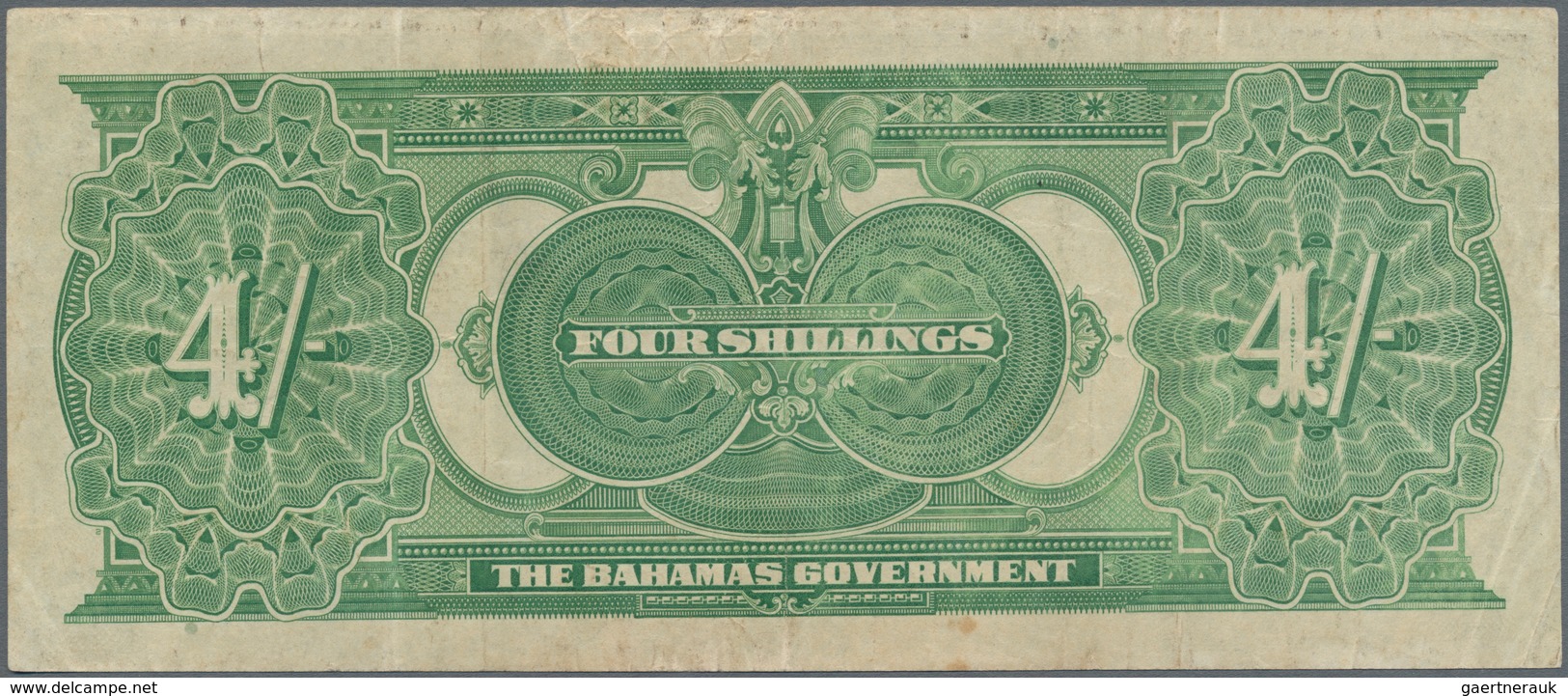 Bahamas: 4 Shillings 1919, P.2, Nice And Original Shape With A Few Folds And Lightly Toned Paper. Co - Bahama's