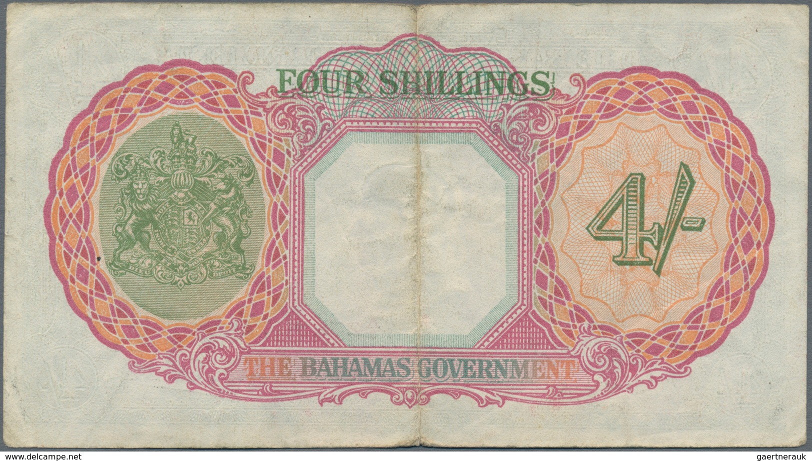 Bahamas: 4 Shillings L.1936, P.9e, Very Nice With Small Margin Split And Some Small Spots. Condition - Bahamas