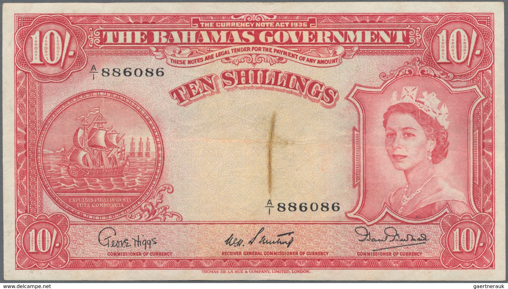 Bahamas: Pair With 4 And 10 Shillings ND(1953), P.13d, 14b, Both In Very Nice Condition With A Few S - Bahamas