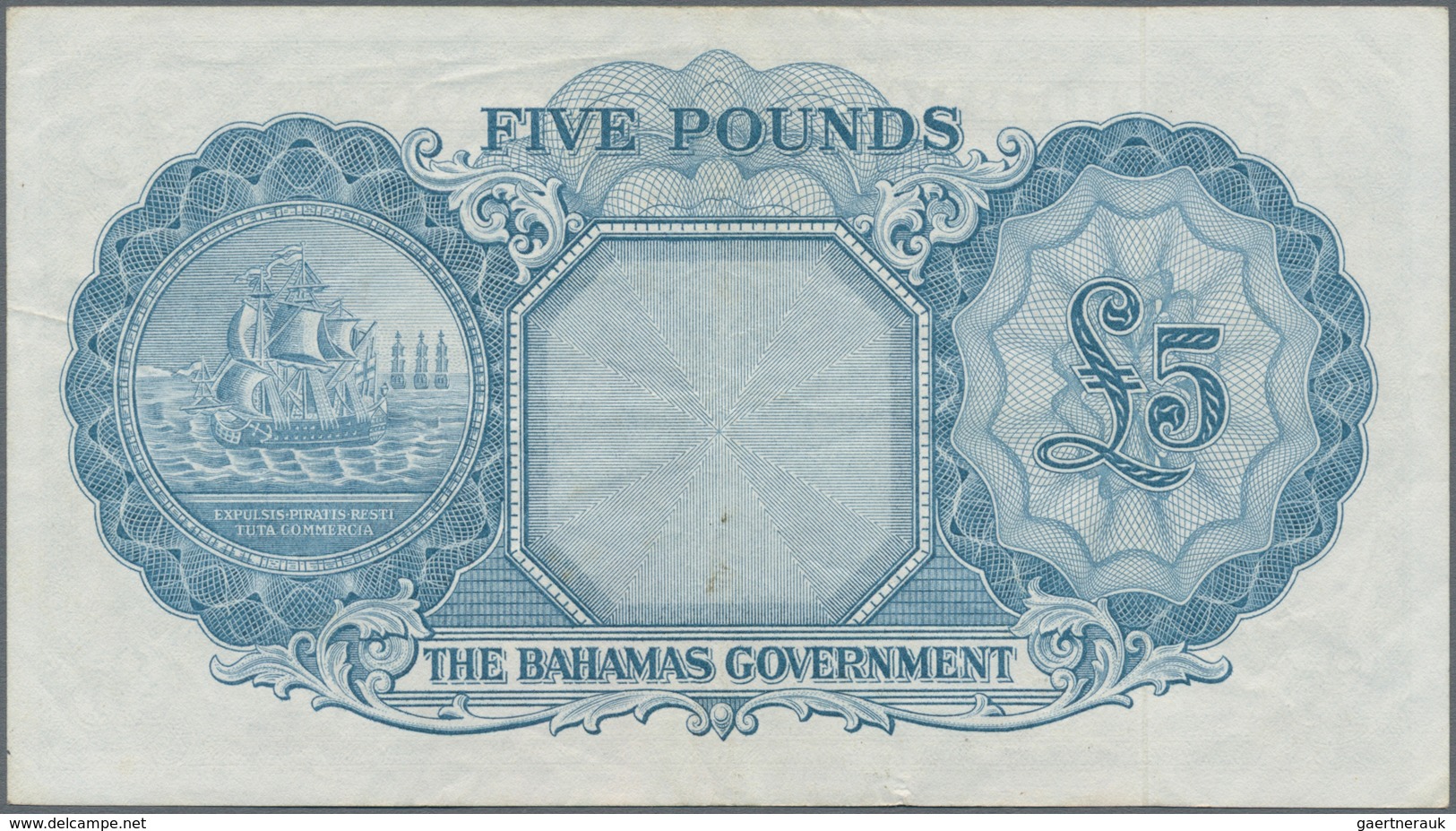 Bahamas: 5 Pounds L.1936, P.16d, Great Original Shape With Strong Paper And Bright Colors, Some Soft - Bahama's