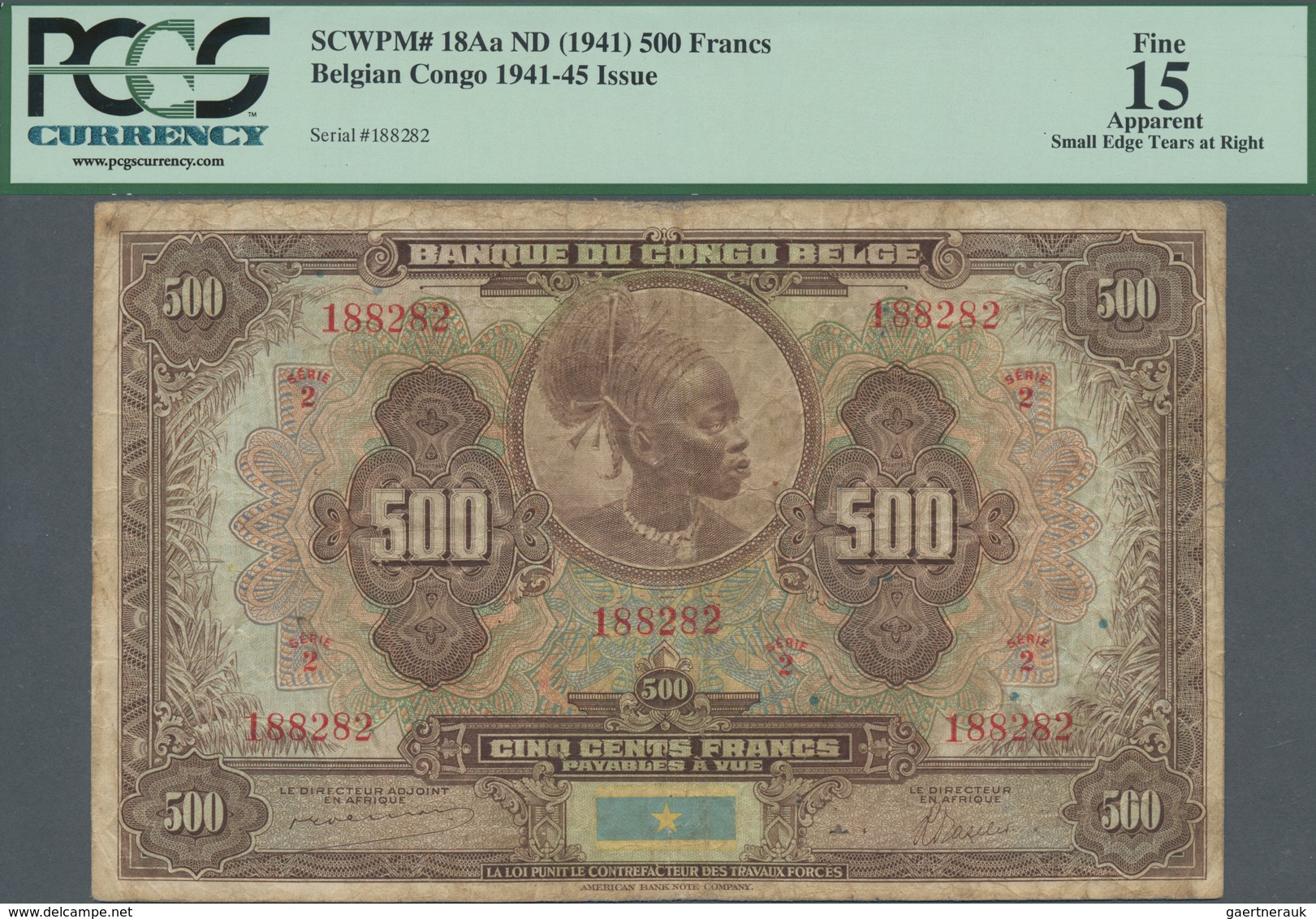 Belgian Congo / Belgisch Kongo: Banque Du Congo Belge 500 Francs ND(1941), P.18Aa, Highly Rare Bankn - Zonder Classificatie