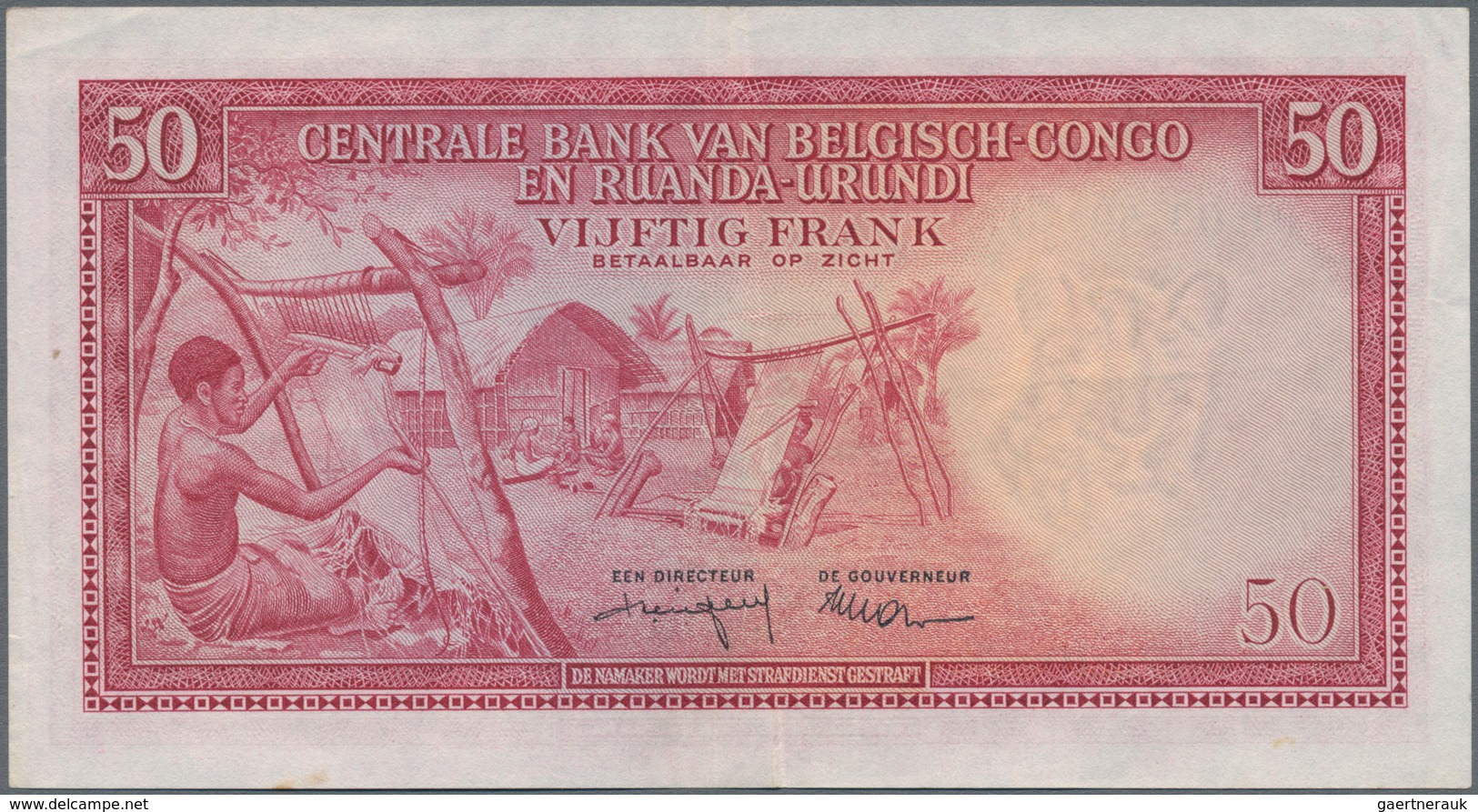 Belgian Congo / Belgisch Kongo: Banque Centrale Du Congo Belge Et Du Ruanda-Urundi Pair With 10 Fran - Zonder Classificatie