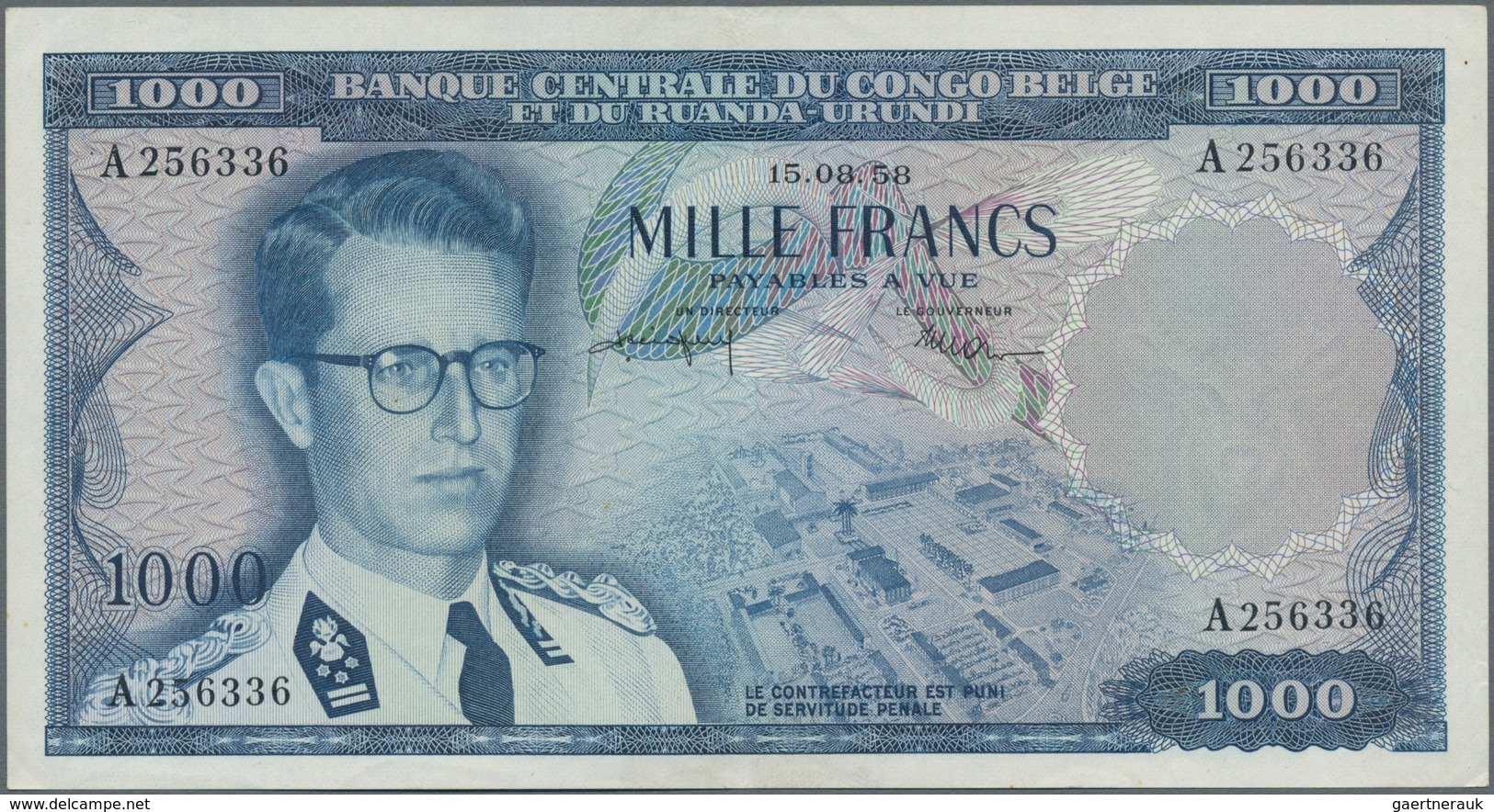 Belgian Congo / Belgisch Kongo: 1000 Francs 1958, P.35, Excellent And Hard To Get In This Condition - Ohne Zuordnung