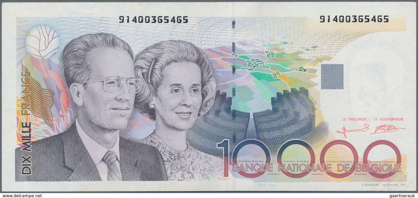 Belgium / Belgien: 10.000 Francs ND(1992-98), P.146, Tiny Dint At Lower Right, Otherwise Perfect. Co - Sonstige & Ohne Zuordnung