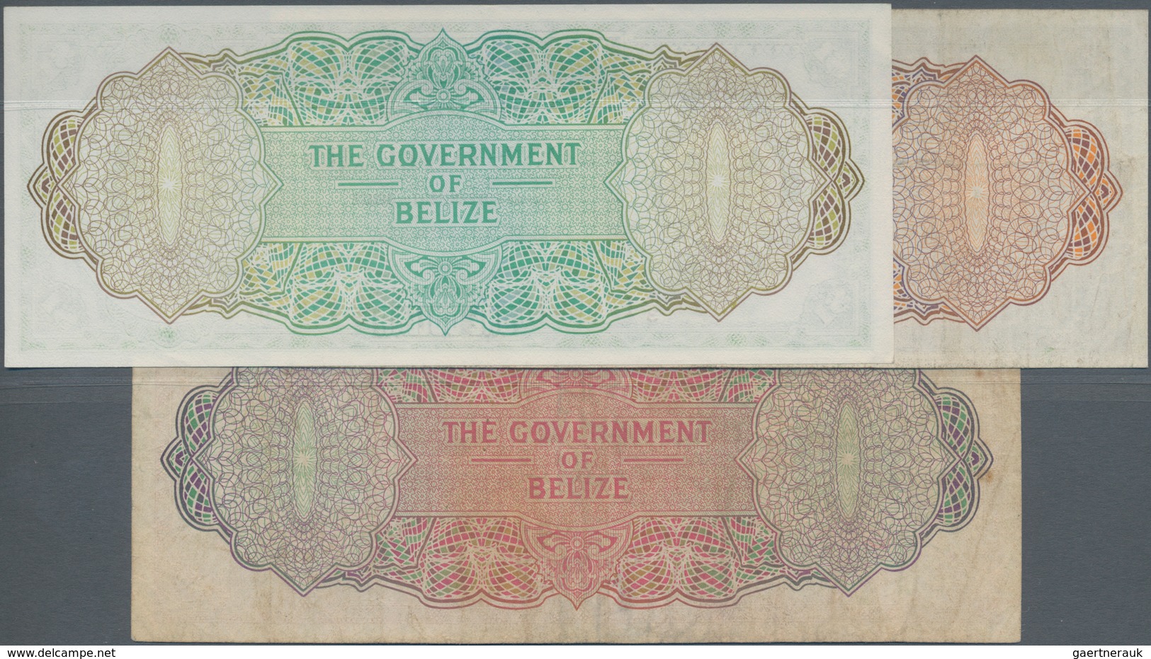 Belize: Set With 3 Banknotes Of The 1976 Series With 1 Dollar (UNC), 2 Dollars (F+) And 5 Dollars (F - Belice