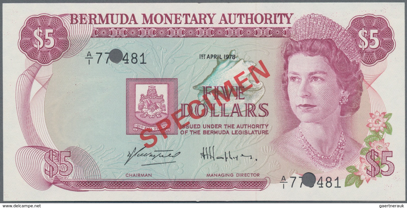 Bermuda: Nice Specimen Set Of The Bermuda Monetary Authority With 1, 5, 10, 20, 50 And 100 Dollars S - Bermudas