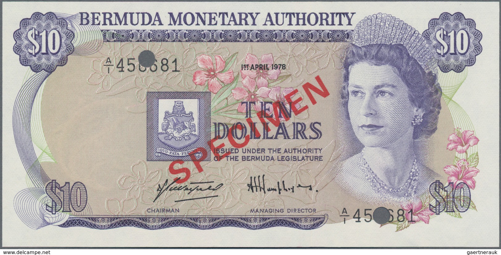 Bermuda: Nice Specimen set of the Bermuda Monetary Authority with 1, 5, 10, 20, 50 and 100 Dollars S