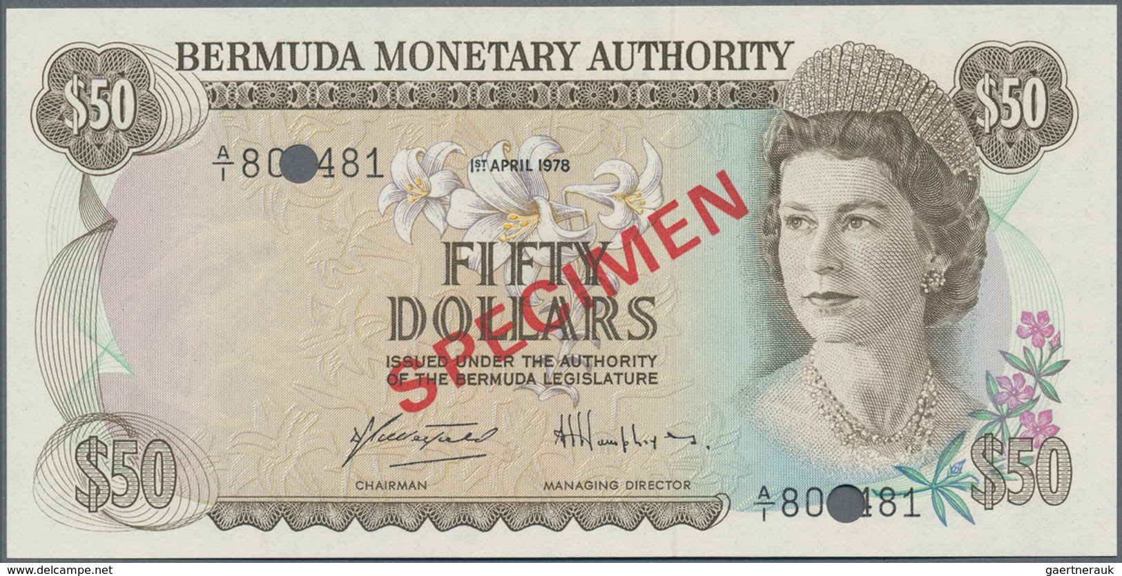 Bermuda: Nice Specimen set of the Bermuda Monetary Authority with 1, 5, 10, 20, 50 and 100 Dollars S