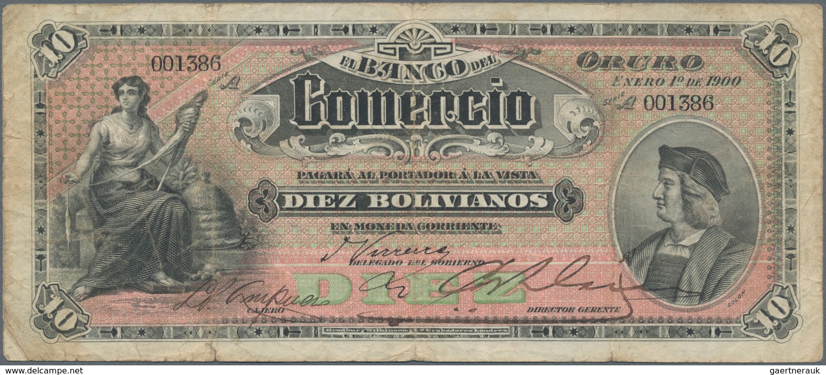 Bolivia / Bolivien: El Banco Del Comercio 10 Bolivianos 1900, P.S133, Still Nice With Strong Paper, - Bolivien