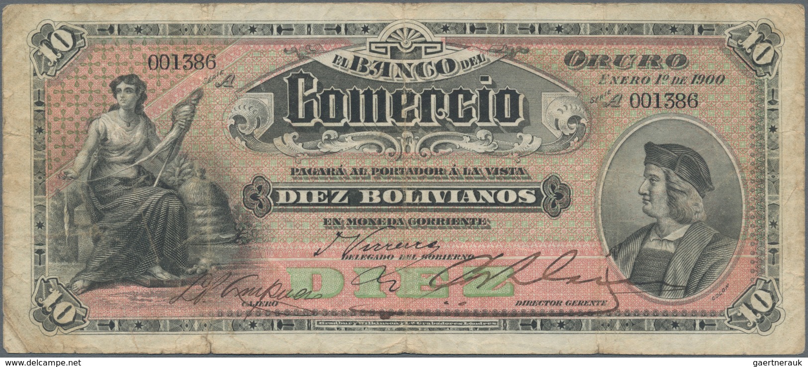 Bolivia / Bolivien: El Banco Del Comercio 10 Bolivianos 1900, P.S133, Still Nice With Strong Paper, - Bolivië