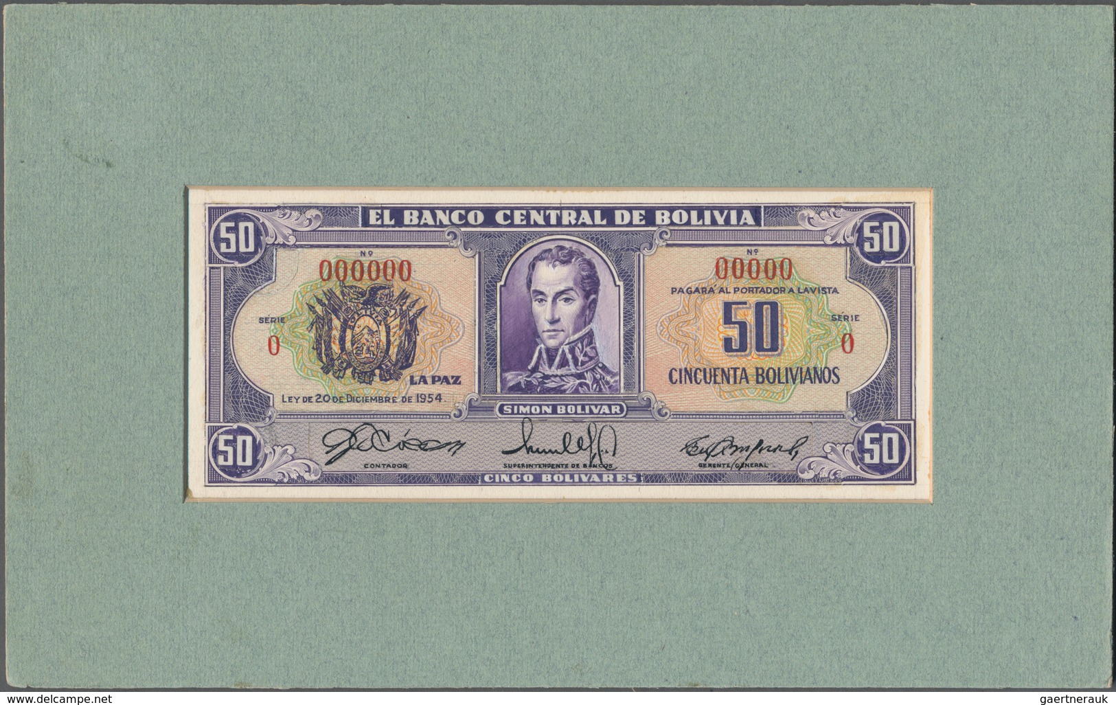 Bolivia / Bolivien: El Banco Central De Bolivia Design Proof Of 50 Bolivares For An Unissued Series - Bolivië