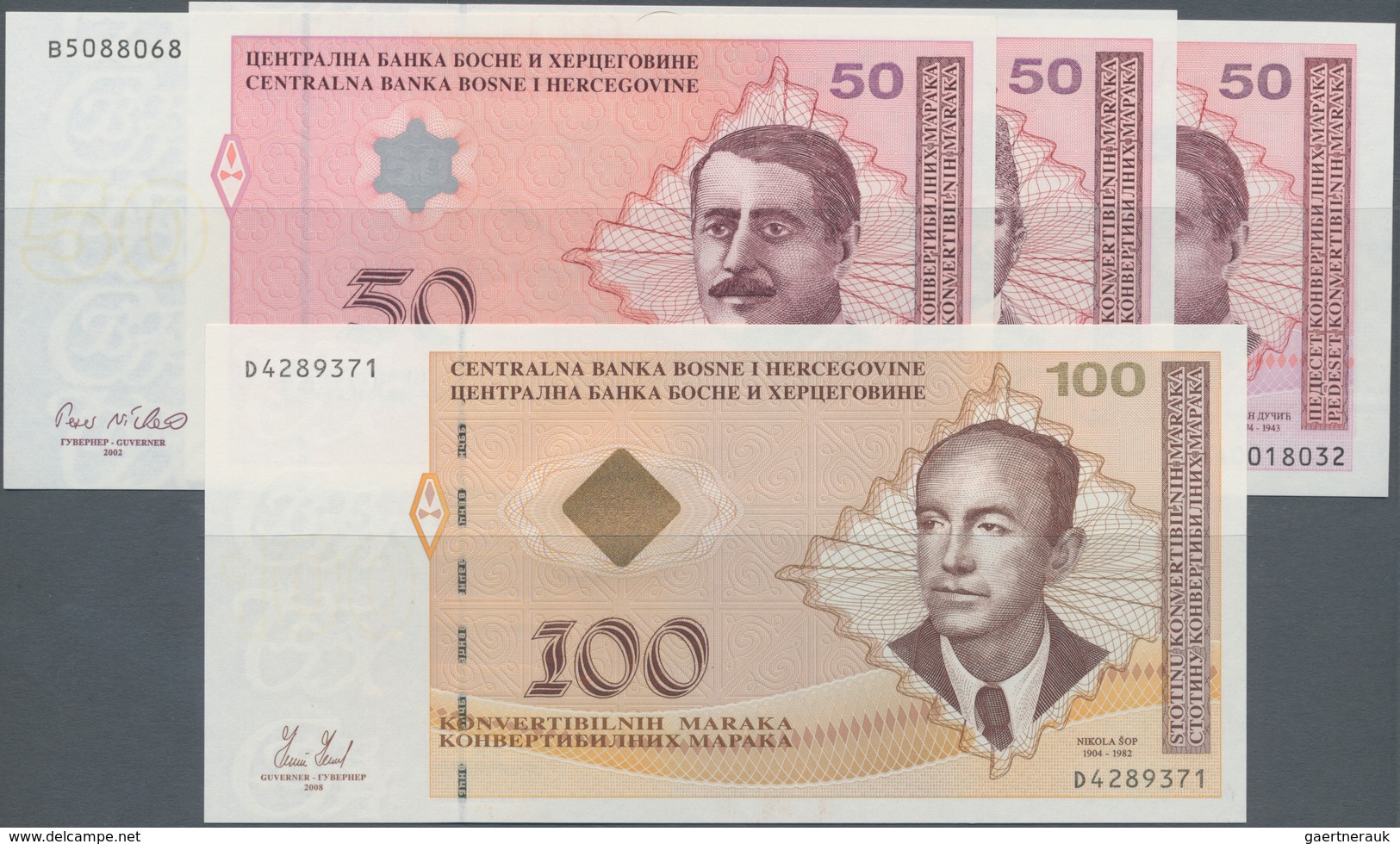Bosnia & Herzegovina / Bosnien & Herzegovina: Very Nice Set With 4 Banknotes Comprising 50 Maraka 20 - Bosnia Y Herzegovina