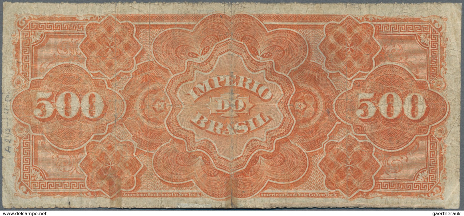 Brazil / Brasilien: Imperio Do Brasil 500 Reis ND(1874), P.A242, Still Nice And Rare With A Few Smal - Brasil