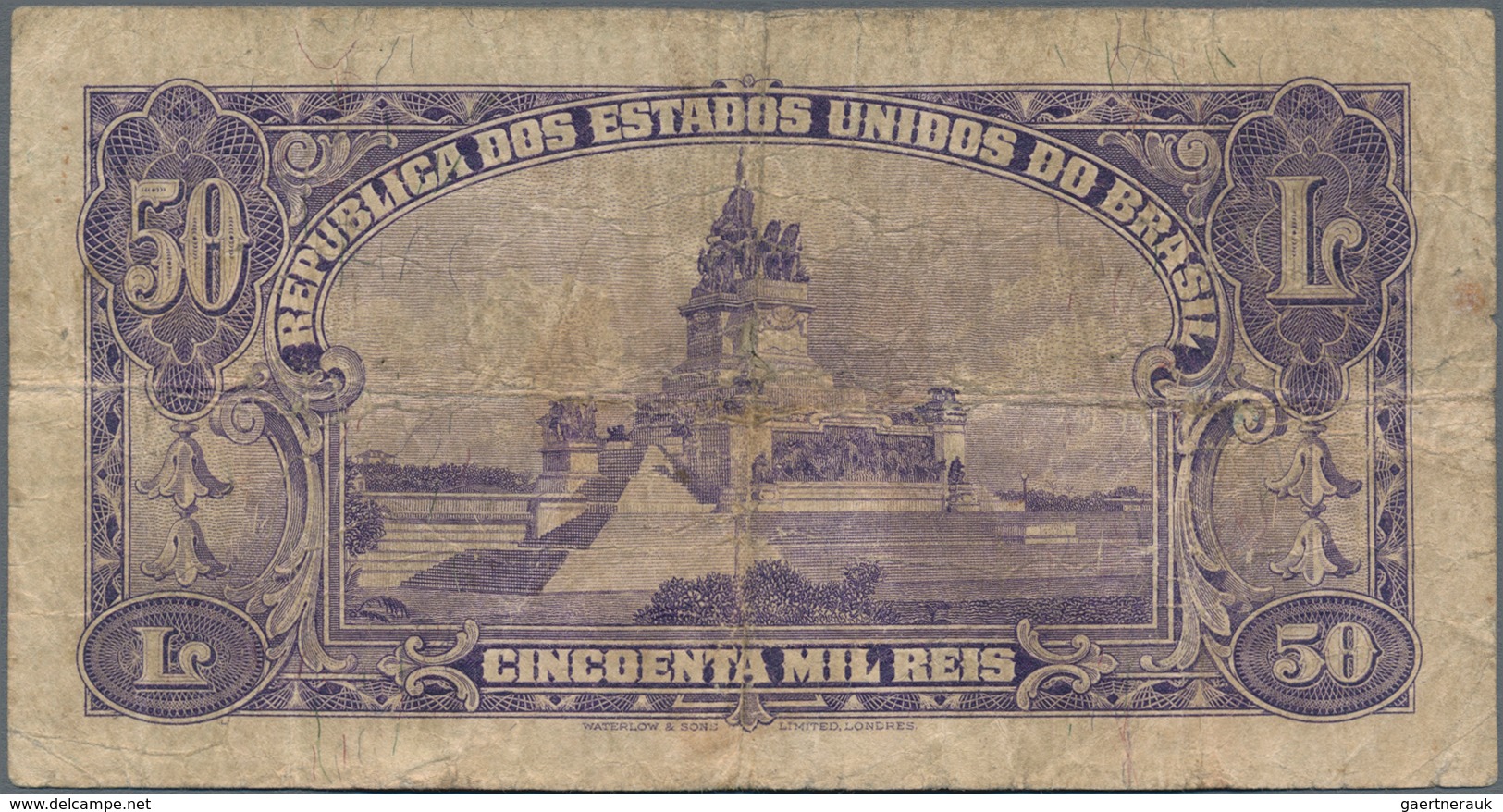 Brazil / Brasilien: Lot With 3 Banknotes Containing 1 Mil Reis ND(1921) P.8 (VF), 50 Mil Reis ND(193 - Brazilië