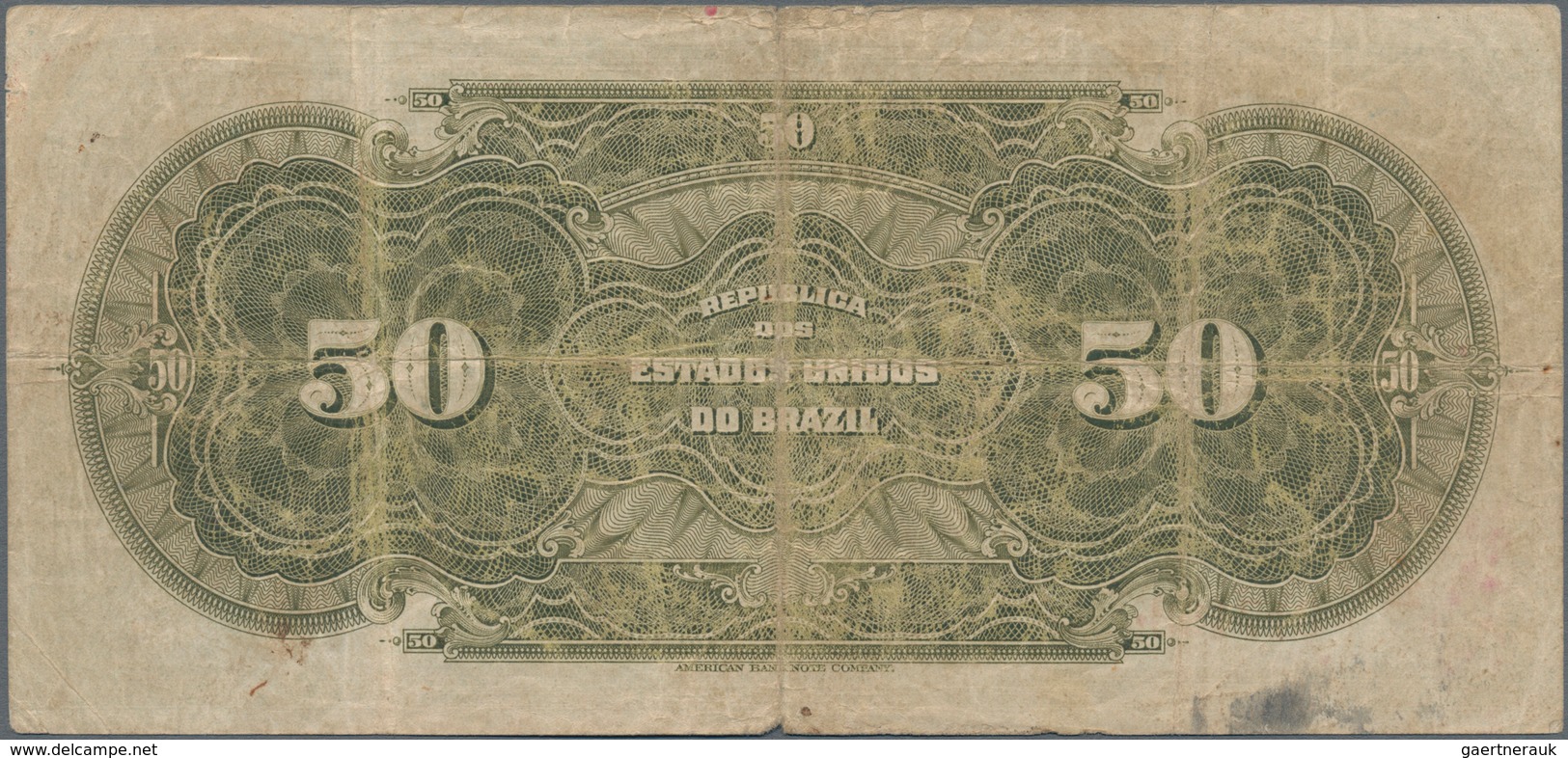 Brazil / Brasilien: República Dos Estados Unidos Do Brasil 50 Mil Reis ND(1915), P.58, Small Margin - Brazilië